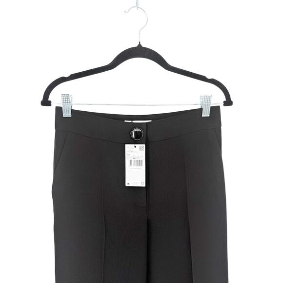 Mango Black High Waist Flowy Wide Leg Trouser Palazzo Pants Size 4 - Picture 6 of 11